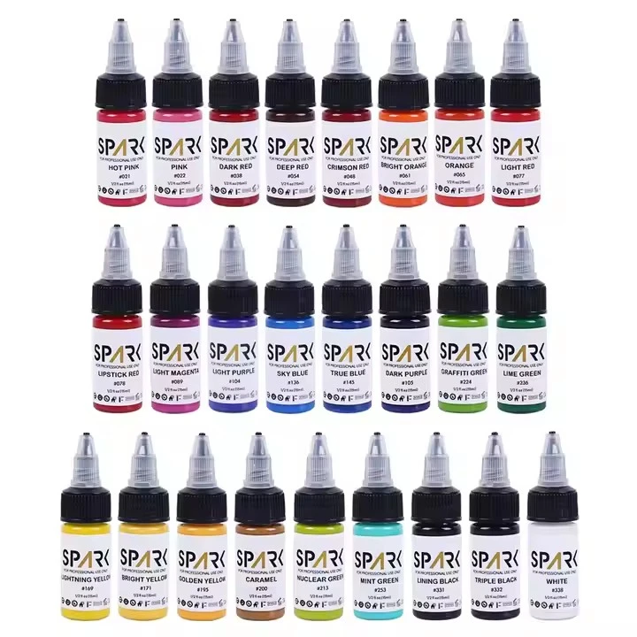 50 värvikomplekt Spark Wholesale orgaaniline parim pigment 1 oz 30 ml ühekordselt kasutatav professionaalne pudeli meik ajutine tindi tätoveering