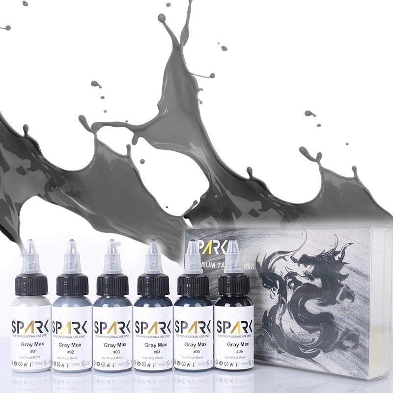 Professional Premium Organic 30ml (1oz) Per Bottle Gray Tattoo Ink Set For Tattooing And Body Art