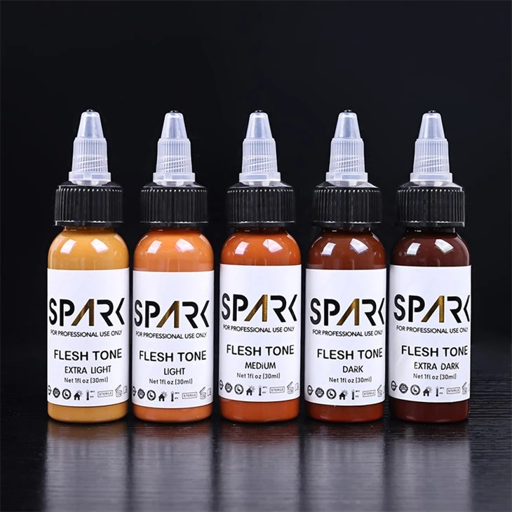 Nahavärvi komplekt 1 OZ, 5 tükki katmiseks Kosmeetikatoodete tätoveeringute segamine Spark Tattoo Ink Pliivaba tätoveeringutin
