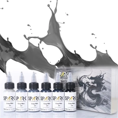 Professionaalne kohandatud püsiv tindikomplekt Spark Grey 30 ml/1oz tätoveeriku kunstnik orgaaniline tätoveering tint