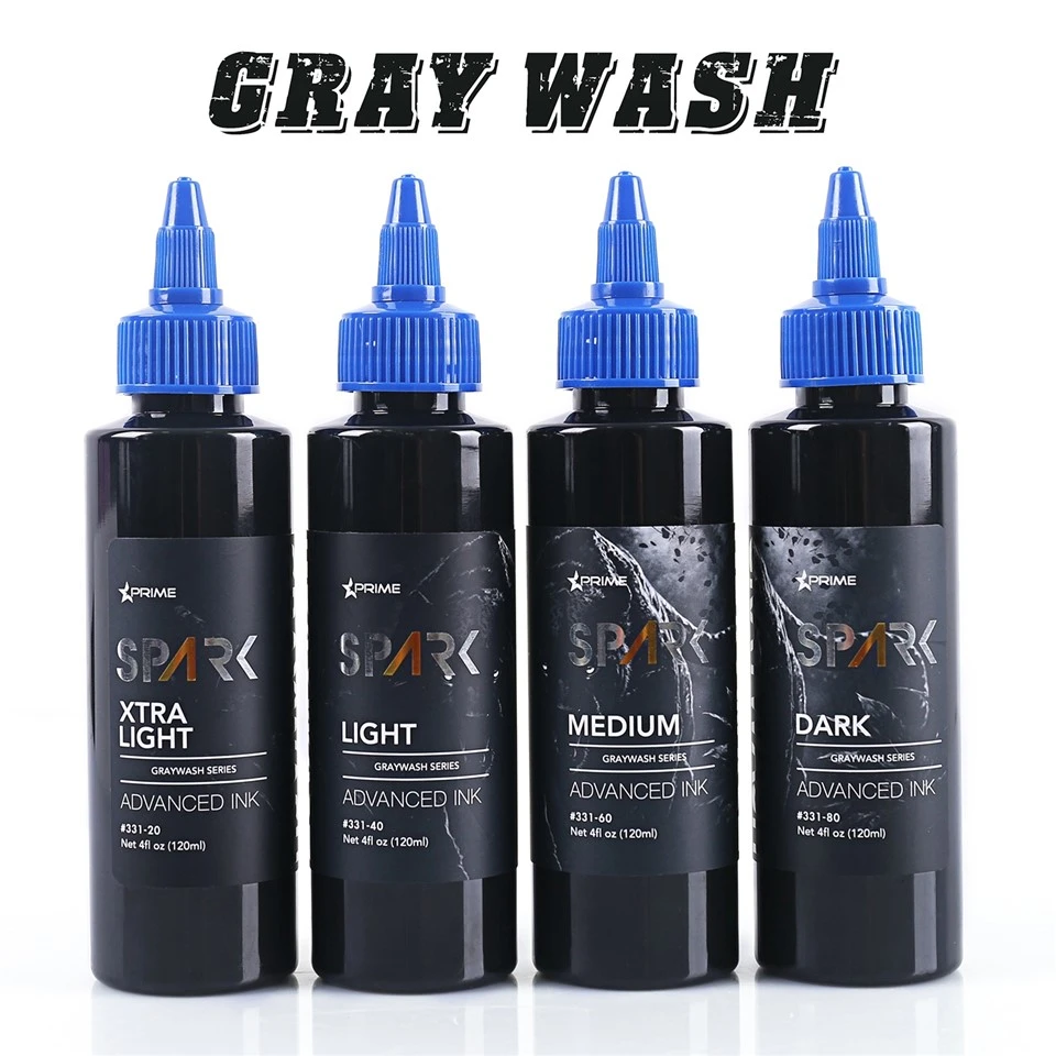 Spark Greywash Tattoo Ink - 4 Oz pudelikomplekt