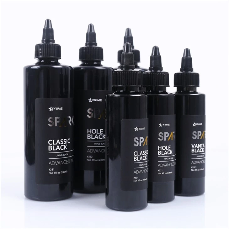 Kolmekordne must 8OZ Hole Black Black Ink Series Spark Tattoo Ink Tattoo Tindi komplekt